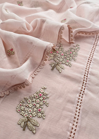 Premium quality mulmul unstitched suit with dupatta