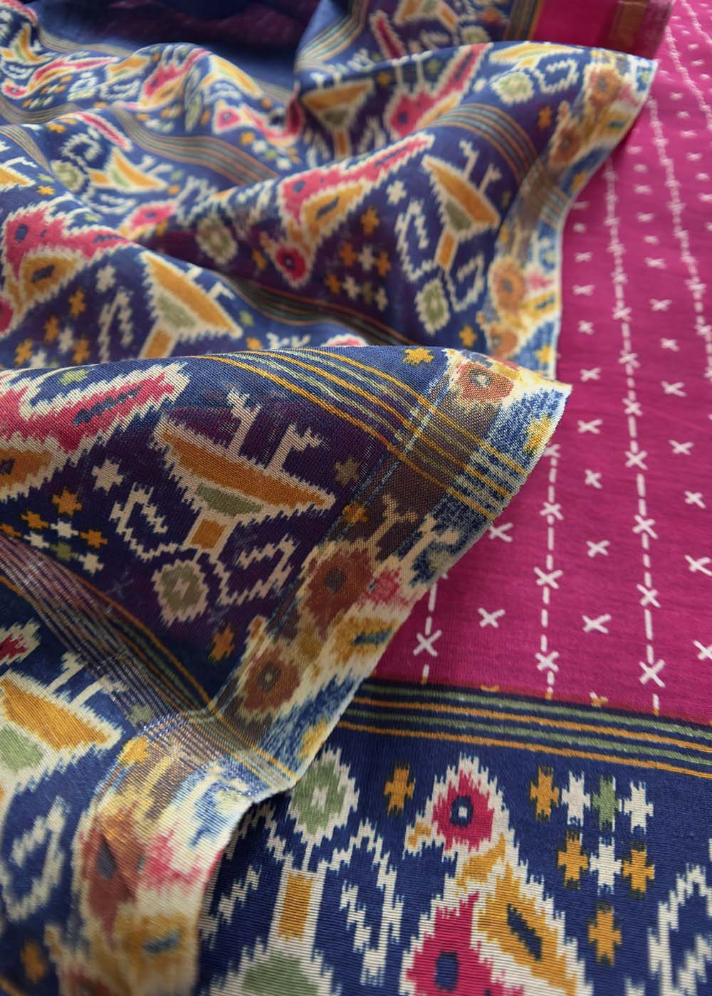 Purple Kantha Embroidered Suit In Pure Mul Chanderi