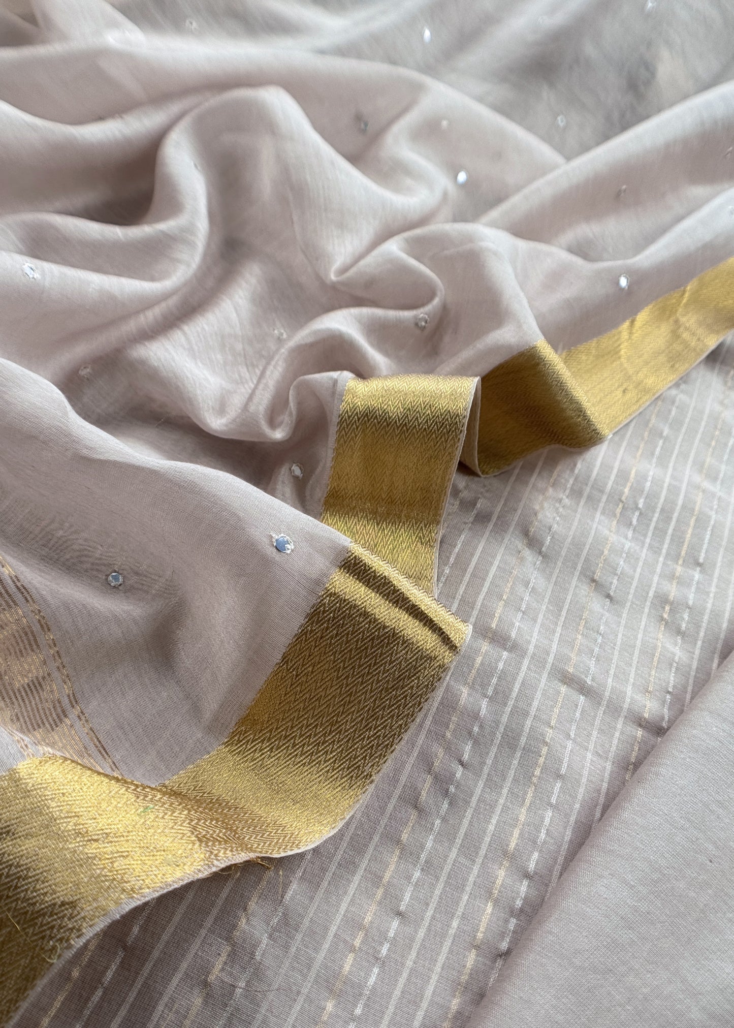 Off White Handloom Silk Suit With Resham Embroidery