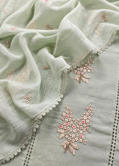 Premium quality mulmul unstitched suit with dupatta