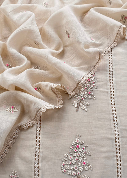 Premium quality mulmul unstitched suit with dupatta