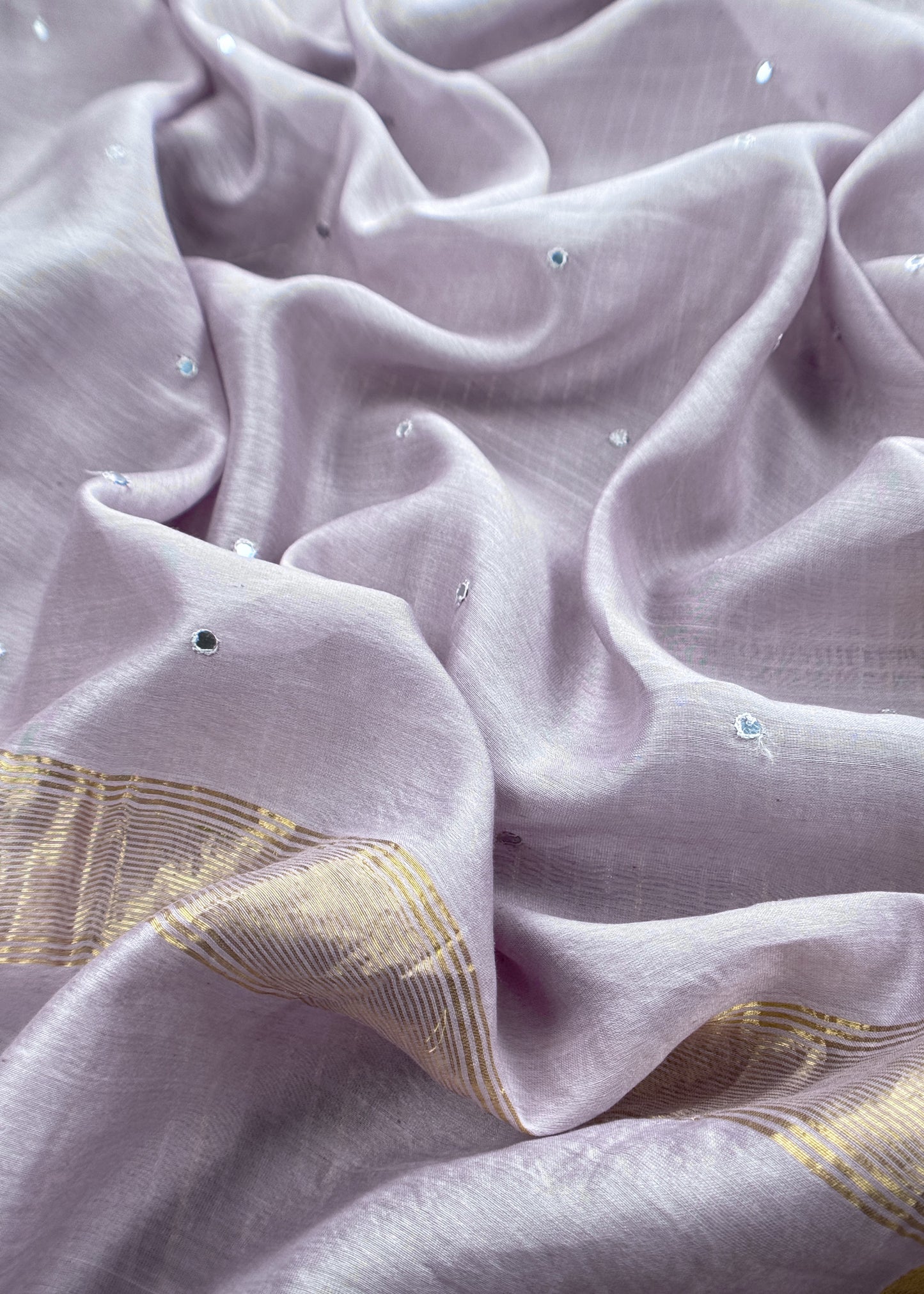 Lavender Handloom Silk Suit With Resham Embroidery