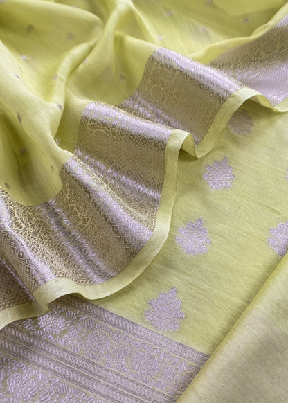Pure banarasi silk unstitched suit with dupatta

