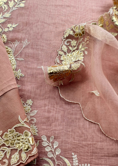 Summer wear mulmul unstitched suit with dupatta

