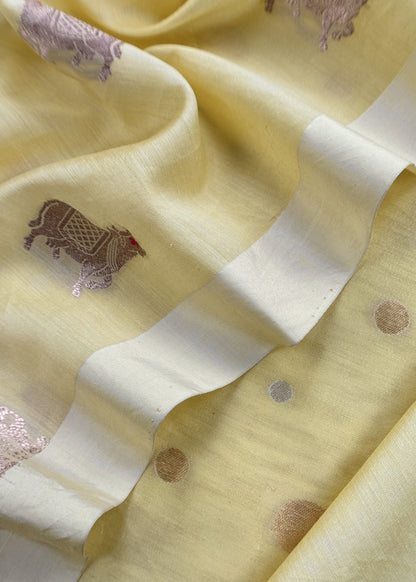 Premium quality silk unstitched suit with silk dupatta

