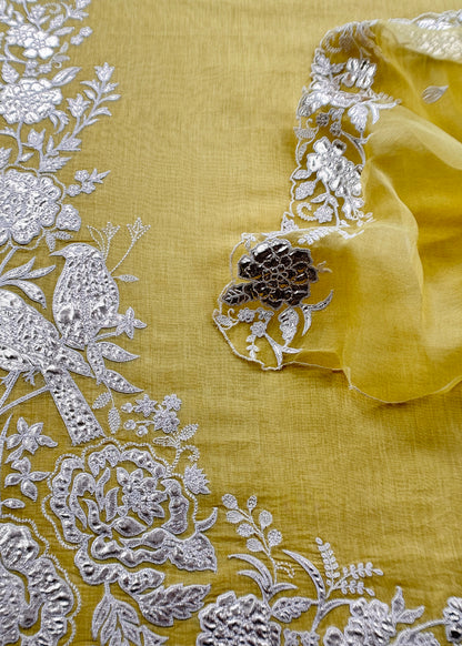 Summer wear mulmul unstitched suit with dupatta

