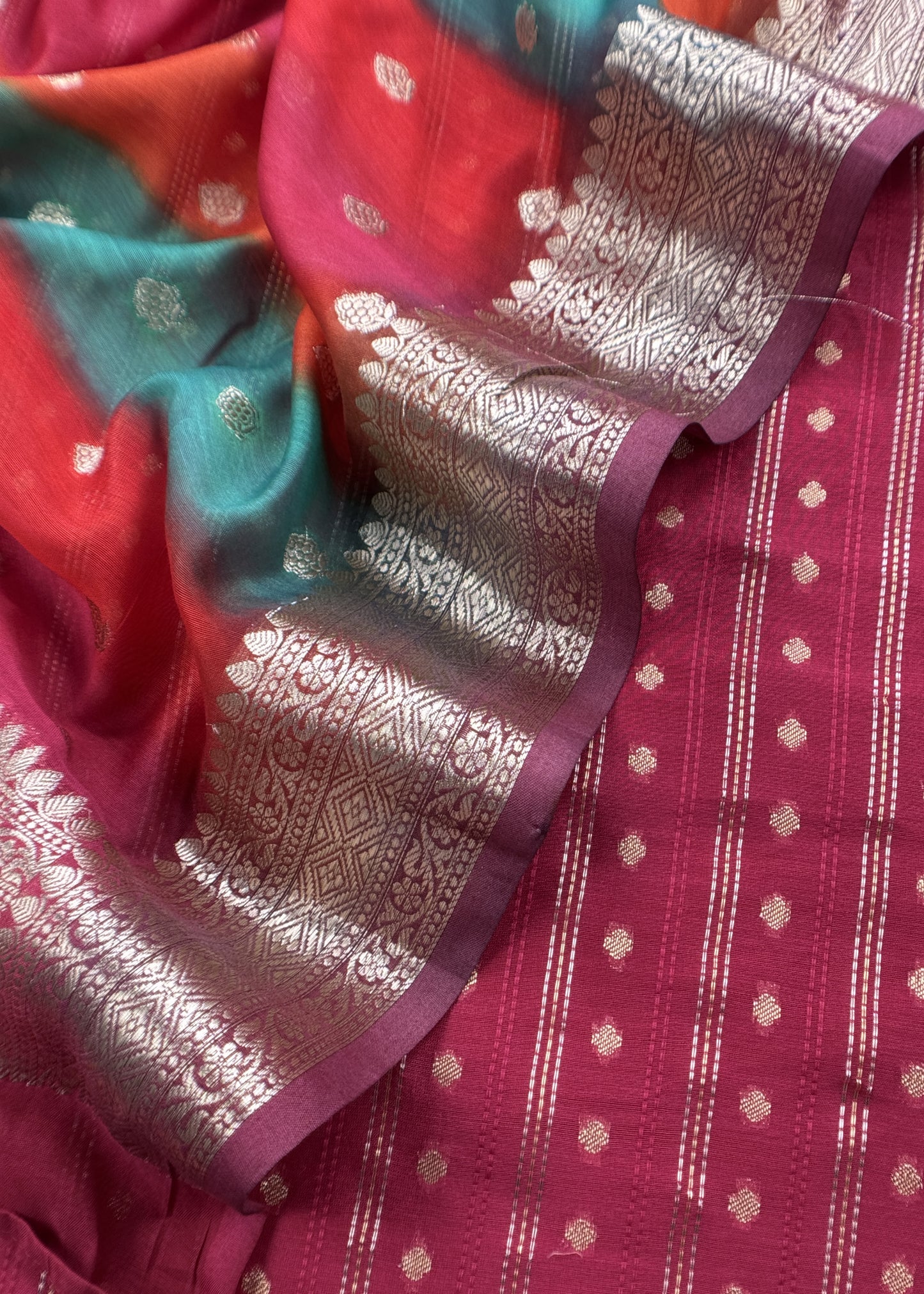 Elderberry Maroon Banarasi Silk Suit With Double Shade Dupatta