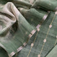Forest Green Pure Chanderi Unstitched Suit With Banarasi Weaving And Digital Print
