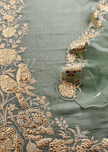 Summer wear mulmul unstitched suit with dupatta

