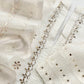 White Mukaish Handwork Pure Kora Silk Suit With Tissue Zari Panel Dupatta