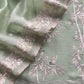 Mint Green Chidiya Embroidered Unstitched Suit In Pure Organza