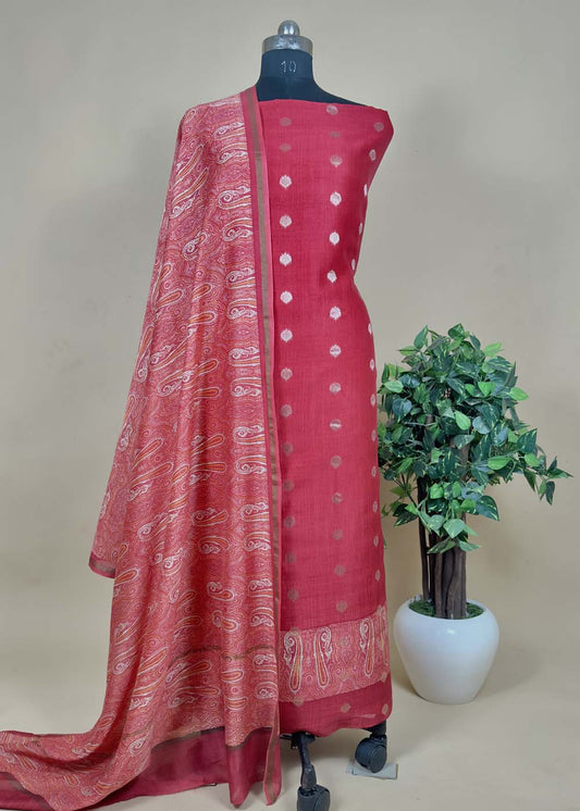 Red Banarasi Maheshwari Silk Suit Set