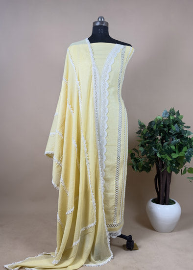 Yellow Pure Cotton Pakistani Suit With Dupatta