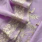 Lavender Chidiya Embroidered Unstitched Suit In Pure Organza