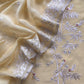 Buttercream yellow Chidiya Embroidered Unstitched Suit In Pure Organza
