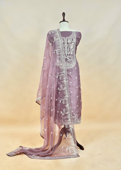 Luxe The Yellow Pure Kora Silk Suit With Gold And Silver Pitta Handwork