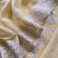 Buttercream yellow Chidiya Embroidered Unstitched Suit In Pure Organza