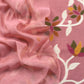 Flamingo Pink Chidiya Jamdani Suit In Linen Chanderi Fabric