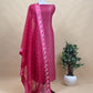 Raspberry Red Handloom Brocade Woven Kurta and Peacock Handloom organza dupatta