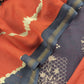 Blue with Orange Handloom Patola Unstitched Suit in Maheshwari Silk