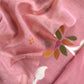 Flamingo Pink Chidiya Jamdani Suit In Linen Chanderi Fabric