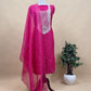 Rani Pink Pure Kora Silk Suit In Zardori Handwork