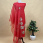 Red Chanderi Kurta With Organza Dupatta Having Zari Embroidery