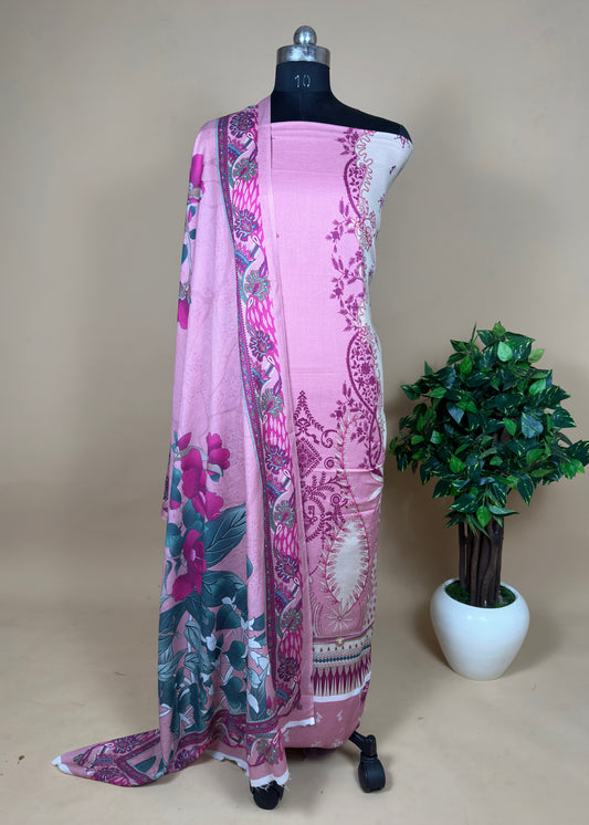 Pink  Digital Print Pakistani Suit In Lawn Fabric