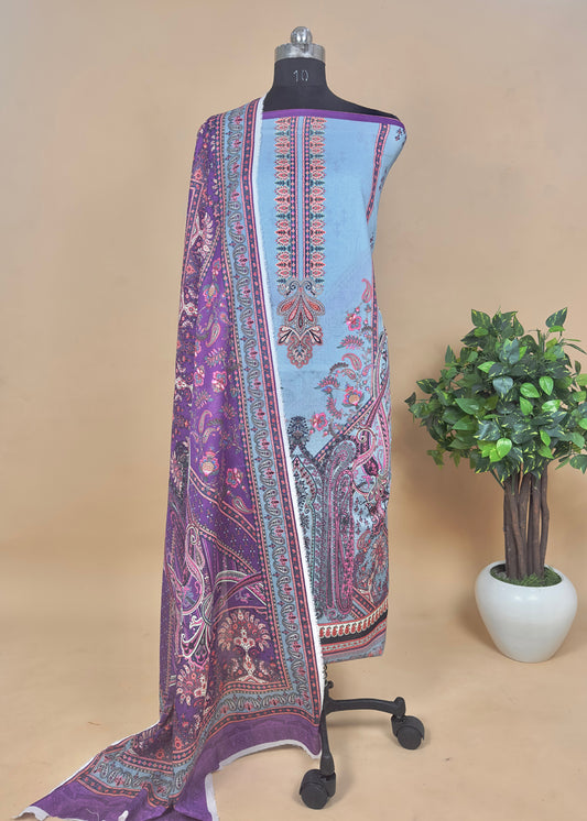 Digital Print Pakistani Suit In Lawn Fabric