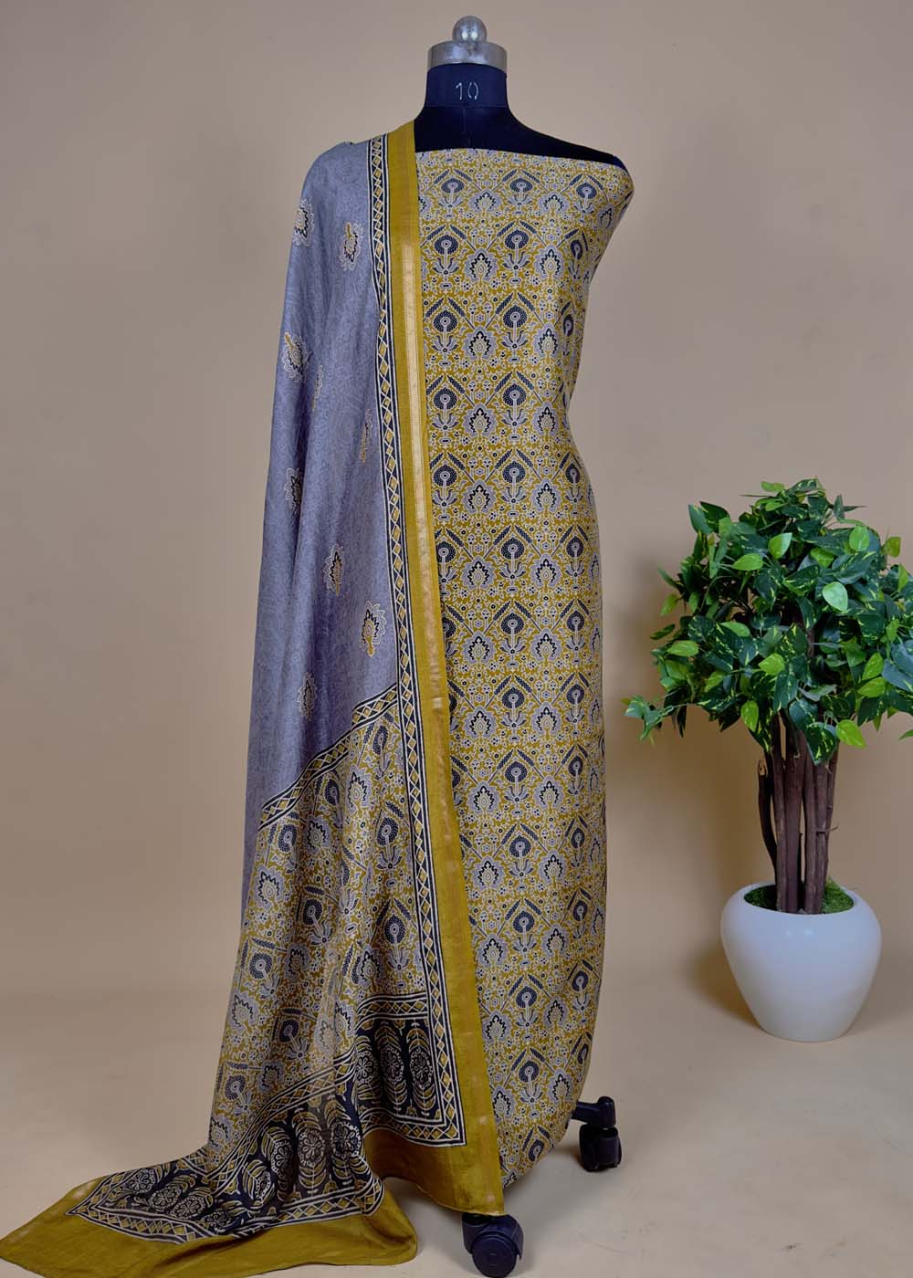 Blue Handwoven Ajrakh Suits in Maheshwari Silk