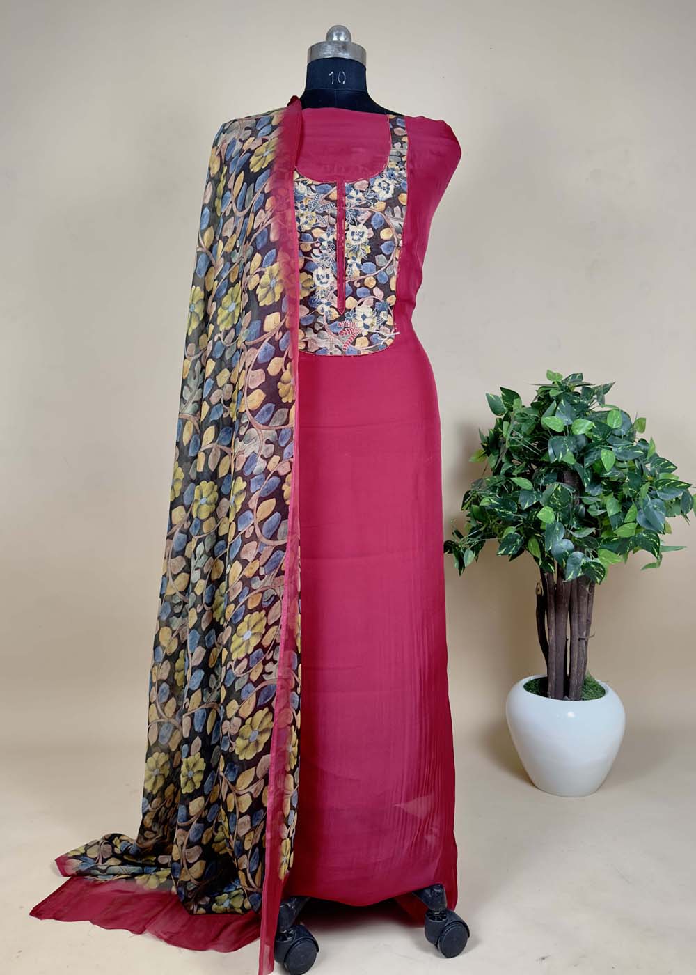 Black Organza Suit With Kalamkari Dupatta