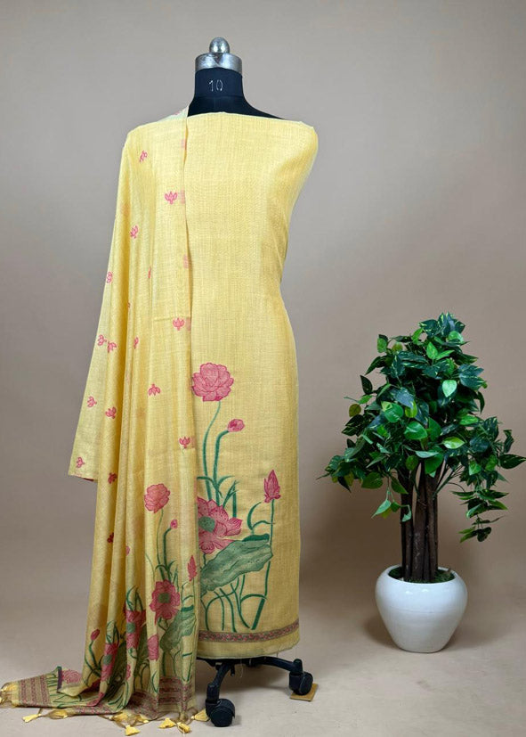 Green Jamdani Weaving Unstitched Suit In Maheshwari