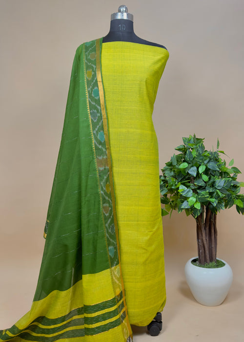 Handwoven Mangalgiri Suit With Pochampally Border