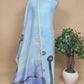 Sky Blue Handpainted Suit In Pure Maheshwari