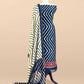 Blue Handloom Lehariya Maheshwari Silk Suit With Patola Border