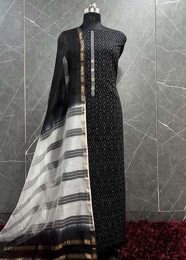 Mesmericed Ikkat Suit In Pure Maheshwari Fabric