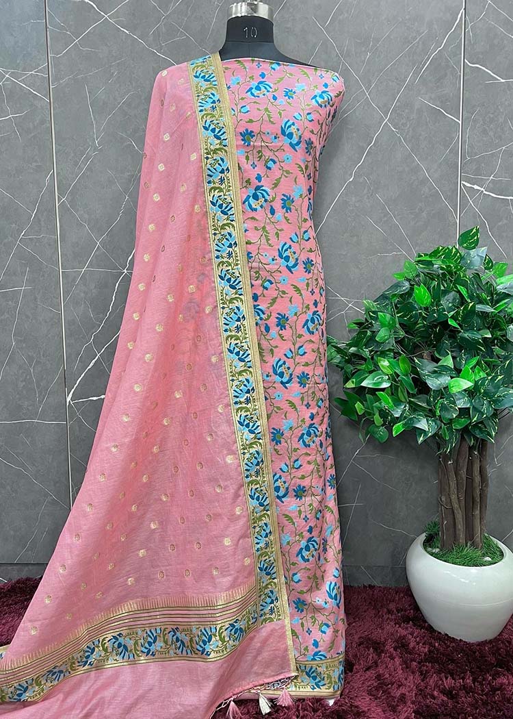 Green Silk Banarasi Suit With Paithani Weaving
